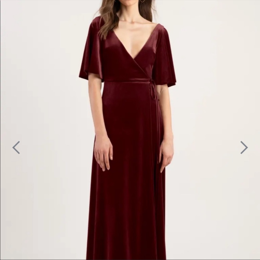 Jenny Yoo Collection Marin Velvet Burgundy Wrap Dress
